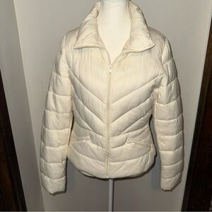LOVE TREE  Women’s Ultra Light Lined Packable Off-White Fitted Jacket Size Large